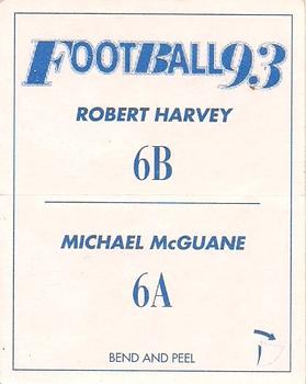 1993 Select AFL Stickers #6 Michael McGuane / Robert Harvey Back
